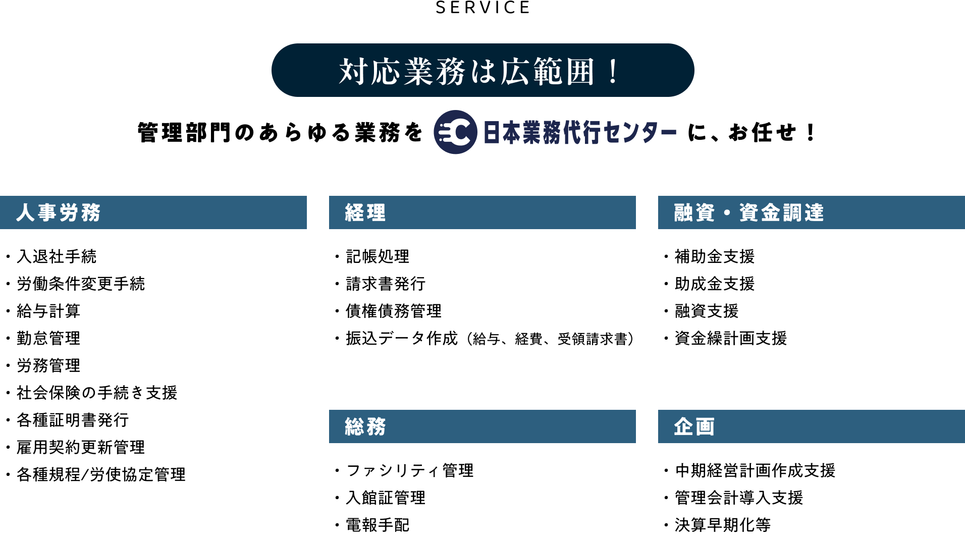 対応業務は広範囲！